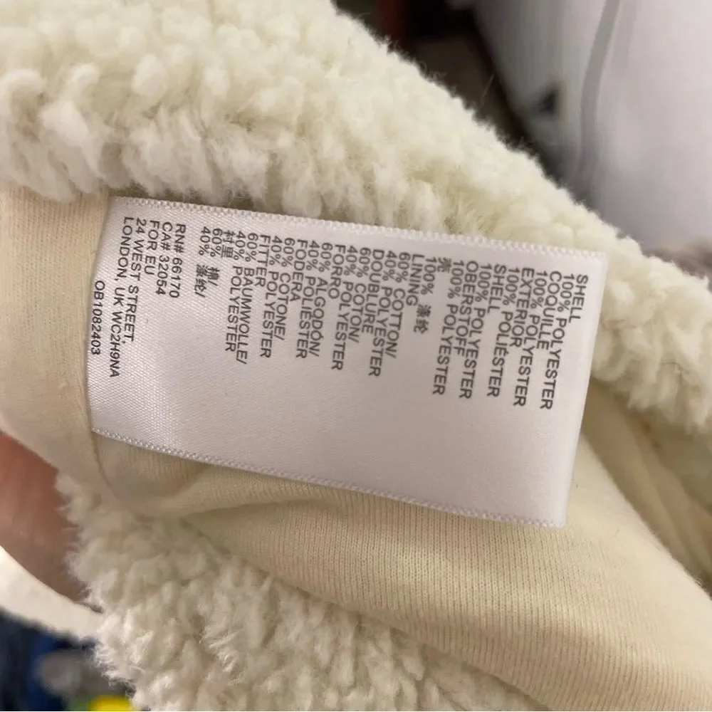Urban Outfitters White Fleece Fuzzy Asymmetrical Zip‎ Up Moto Jacket